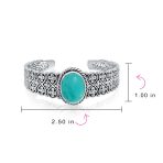 Oval Cabochon Turquoise Stone Statement Cuff Cross & Infinity Design Bracelet .925 Sterling Silver - Image 5