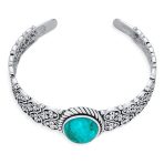 Western Turquoise Gemstone Lattice Bracelet & Dangle Earring Set Sterling Silver - Image 4