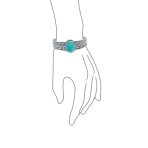 Oval Cabochon Turquoise Stone Statement Cuff Cross & Infinity Design Bracelet .925 Sterling Silver - Image 4