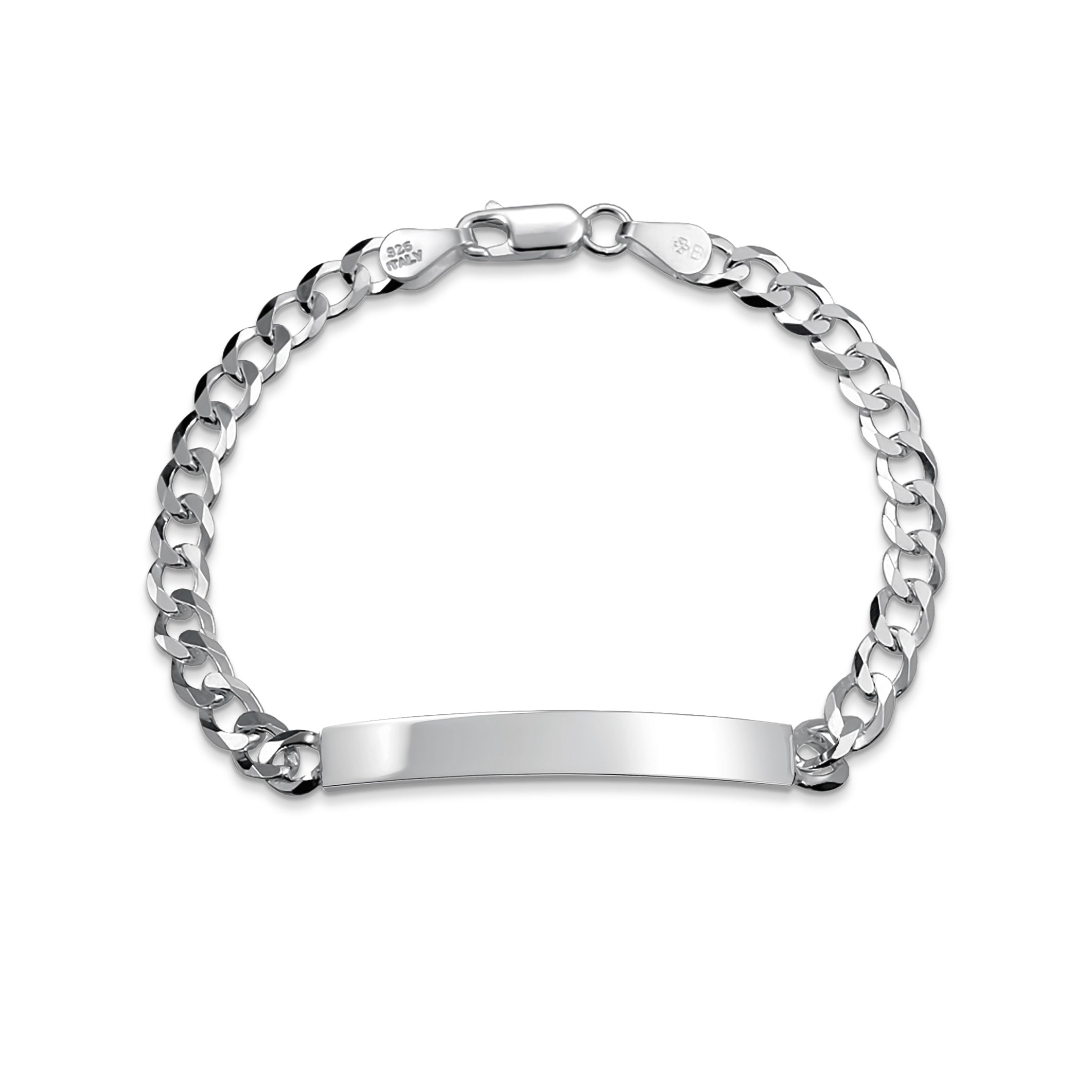 silver-bracelet-cuban-chain-id_sstr-curb180-br_main Identification ID Bracelet 5MM Cuban Curb Chain Link .925 Sterling Silver 7.5 inch - Image 1