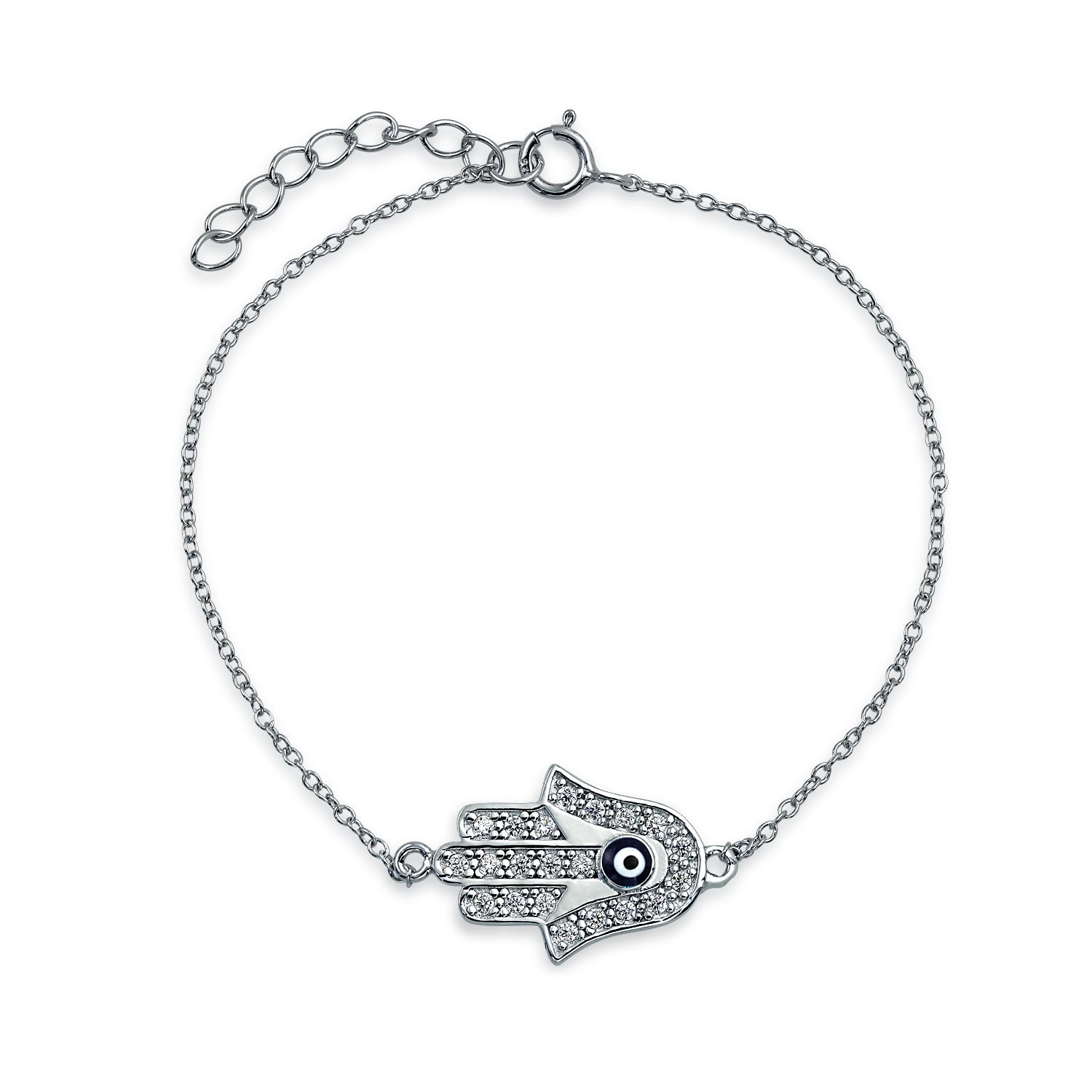 silver-bracelet-evileye-hand-cz_iy-oc5506-az_1 Turkish Amulet Evil Eye Chain Link Bracelet Gold Plated - Image 1