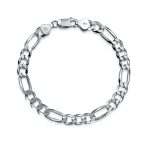 Thick Heavy Solid Sterling Silver 7MM Figaro Chain Link Bracelet