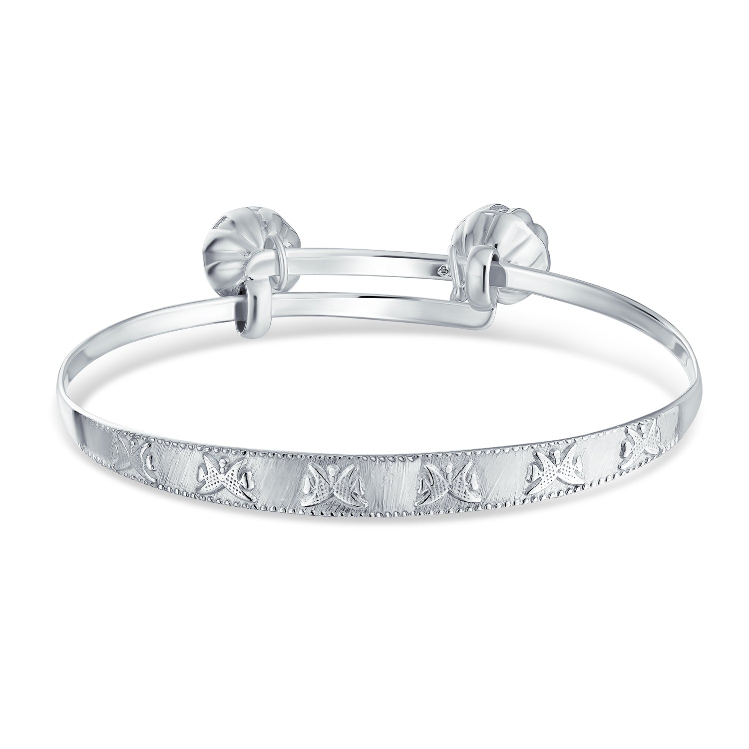 silver-bracelet-jingle-bells-bangle_gb-bbf10-az_1 Jingle Bells Butterfly Bangle Bracelet 6.5" Sterling Silver Plated - Image 1