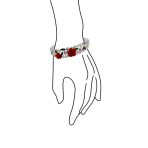 3D Garden Ladybug Floral Red Rose Flower Cuff Bracelet Silver Plated - Image 4