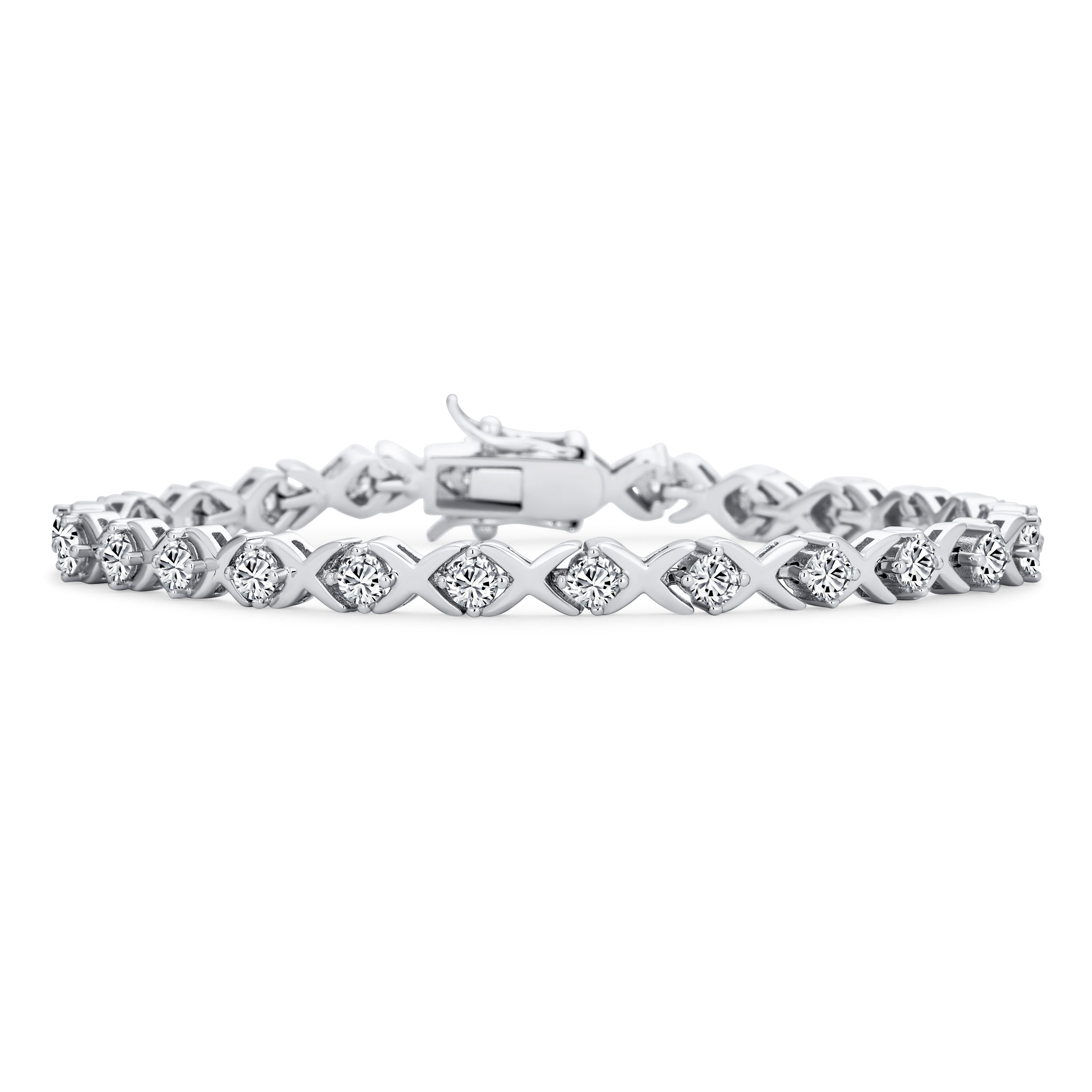 silver-bracelet-tennis-xoxo-cz_st-brx_st-brx-az-1 Cubic Zirconia Hugs & Kisses XO Design CZ Tennis Bracelet .925 Sterling Silver - Image 1