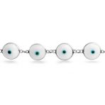 Good Luck Amulet Turkish Translucent Green Glass Evil Eye Bracelet .925 Sterling Silver 7.5 Inch - Image 21