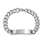 Blank ID Identification Bracelet Stainless Steel Curb Link Chain 7.5 Inch