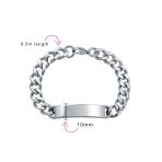 Blank ID Identification Bracelet Stainless Steel Curb Link Chain 7.5 Inch - Image 5
