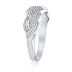 Half Braided Silver Ring with Wheat Weave and Twisted Rope Design Sterling - Image 2