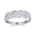 Half Braided Silver Ring with Wheat Weave and Twisted Rope Design Sterling - Image 3