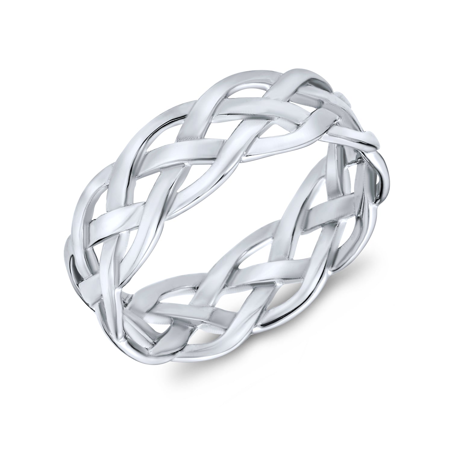 silver-braid-ring-eternity-open-band-pmr-r12274_1 Silver Ring: Criss Cross Weave Braided Band Rope Twisted Cable Eternity Sterling - Image 1