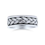 Mens Silver Ring - Heavy Braided Wheat Weave Wedding Band Oxidized .925 Sterling - Image 2
