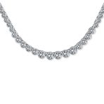 Cocktail Cubic Zirconia Bezel Set CZ Graduated Tennis Necklace Collar Silver Plated - Image 4