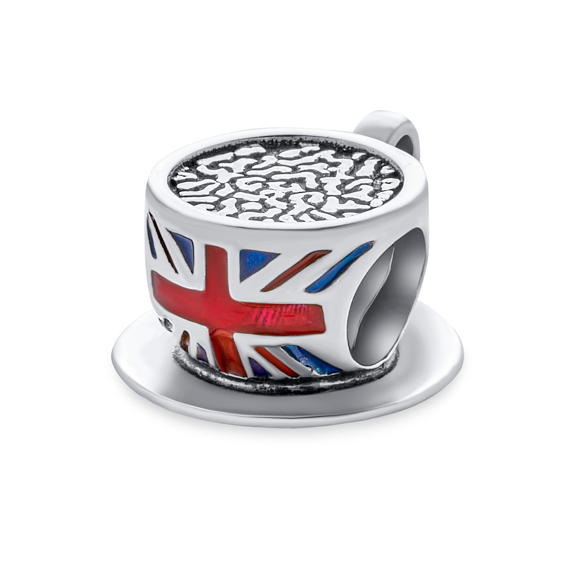 silver-british_flag-jack-tea_pbx-he-185-az-1 Travel England Union Jack Charm Bead Sterling Silver for European Bracelet - Image 1