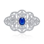 Art Deco Vintage Estate Royal Blue Sapphire Brooch Pin