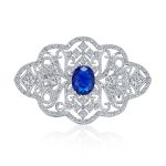 Art Deco Vintage Estate Royal Blue Sapphire Brooch Pin