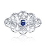 Art Deco Vintage Estate Royal Blue Sapphire Brooch Pin - Image 2