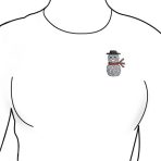 Winter Holiday White Glitter Crystal Snowman Scarf Brooche Pin Silver Plated - Image 4