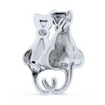 Black & White Marcasite Cat Brooche Pin Silver Pearl & Onyx - Image 3