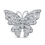 Large Crystal Filigree Butterfly Brooch Pin Fashion Statement Silver Plated