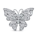 Large Crystal Filigree Butterfly Brooch Pin Fashion Statement Silver Plated
