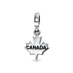 Set of 2 Red Enamel Canadian Flag & Maple Leaf Dangle Charm Bead Oxidized Silver - Image 5