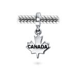Set of 2 Red Enamel Canadian Flag & Maple Leaf Dangle Charm Bead Oxidized Silver - Image 6