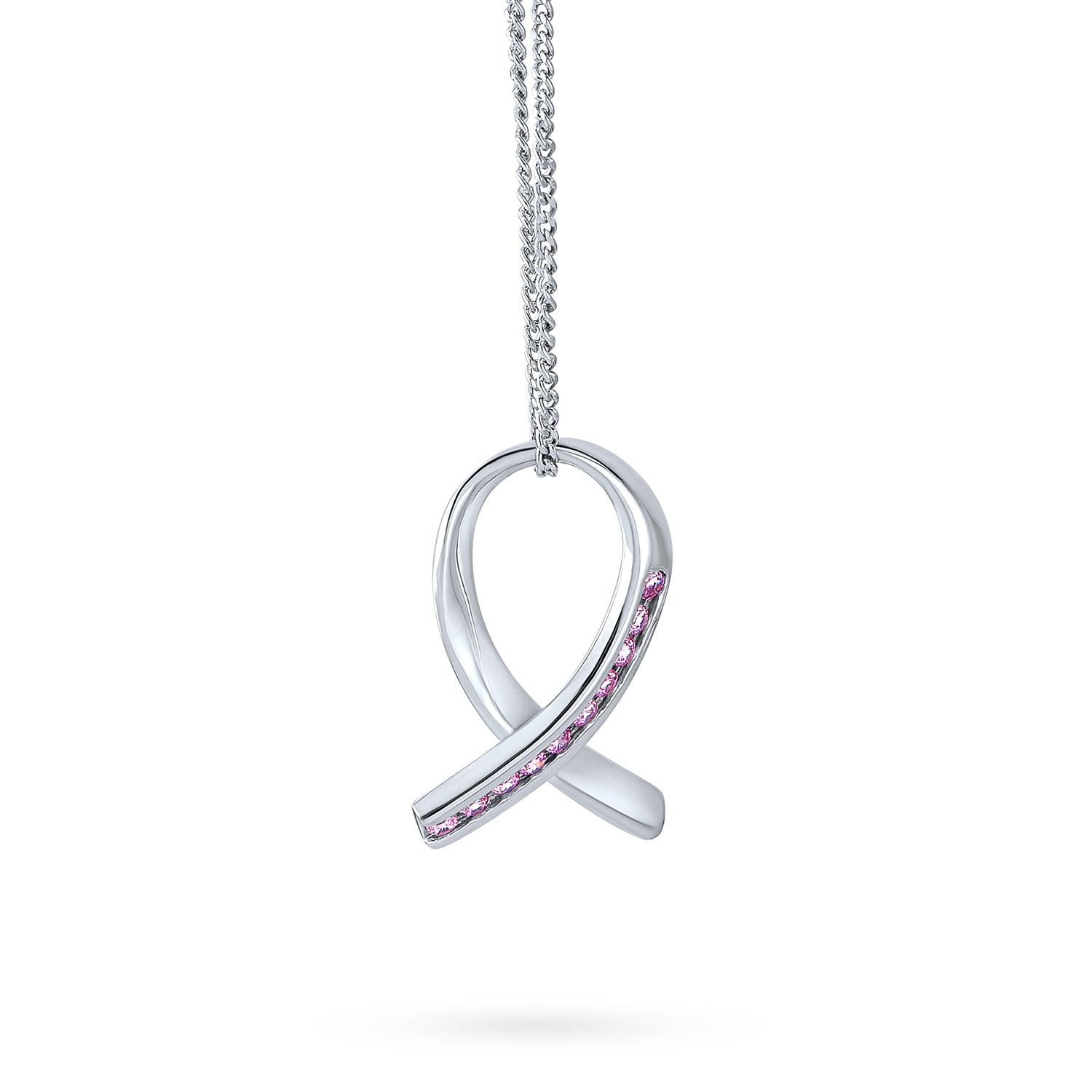 silver-cancer-breast-pink-ribbon-pendant-appl-n-130959_1 Strength & Hope Pink Ribbon CZ Pendant Necklace Sterling Silver Cancer Survivor - Image 1