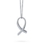 Strength & Hope Pink Ribbon CZ Pendant Necklace Sterling Silver Cancer Survivor - Image 2