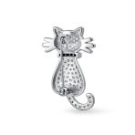 Cute Animal Lover CZ Kitty Cat Brooche Pin Silver Plated Cubic Zirconia - Image 2