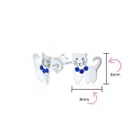 Mini Petite Blue Pink Crystal Cat Stud Earrings in Sterling Silver - Image 8