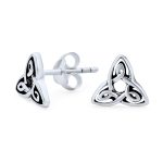 Ancient Celtic Infinity Knot Stud Earrings Oxidized Silver
