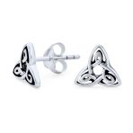 Set of 2 Celtic Infinity Knot & Round Triskele Stud Earrings Oxidized Silver - Image 3