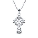 Protection Amulet Celtic Cross Pendant Necklace Oxidized Silver 20 Inch Chain
