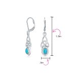 Celtic Knot Oval Natural Stones Dangle Earrings .925 Sterling Silver - Image 13