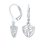 Delicate Celtic Knot Dangle Earrings Sterling Silver Heart Shape BFF Friendship