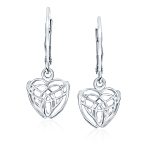 Delicate Celtic Knot Dangle Earrings Sterling Silver Heart Shape BFF Friendship - Image 2