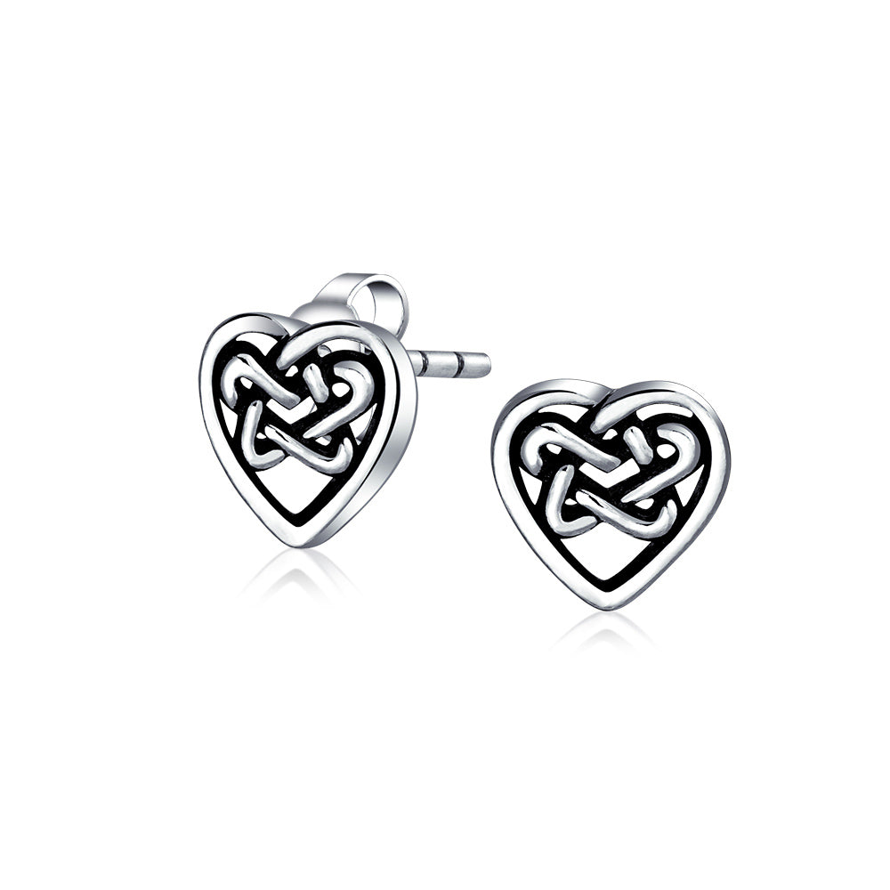 silver-celtic-knot-heart-earrings_bb-ce2209-az_1 BFF Celtic Knot Heart Stud Earrings in Oxidized Silver - Image 1