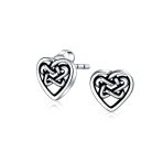 Celtic Infinity Knot Necklace & Heart Stud Earrings Set Oxidized Sterling Silver - Image 5