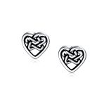 BFF Celtic Knot Heart Stud Earrings in Oxidized Silver - Image 3