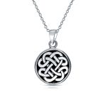 Celtic Knot Necklace & Trinity Infinity Stud Earrings Set Oxidized Silver - Image 3