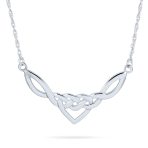 Romantic Celtic Love Knot Heart Collar Necklace Irish Triquetra Trinity .925 Sterling Silver