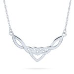 Romantic Celtic Love Knot Heart Collar Necklace Irish Triquetra Trinity .925 Sterling Silver