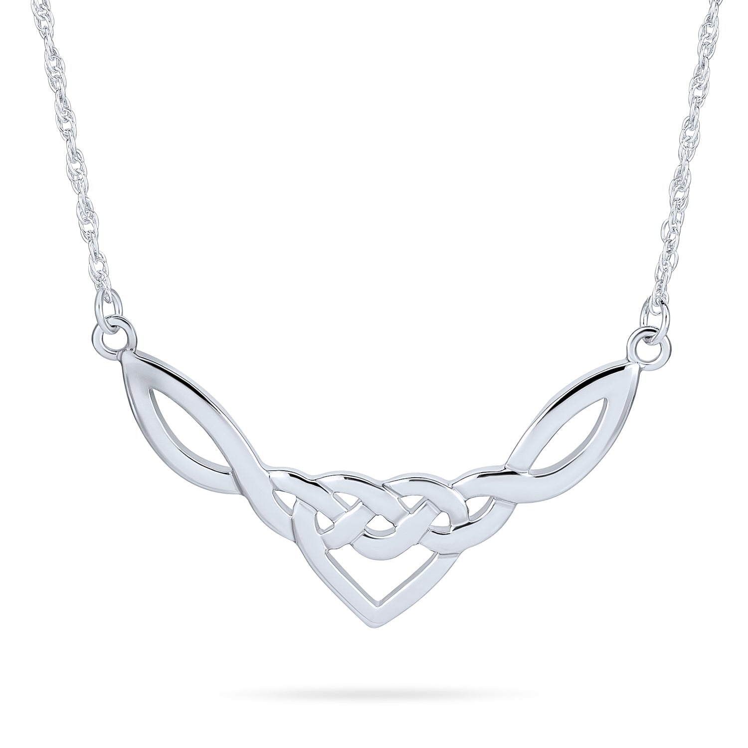 silver-celtic-know-heart-pendant-pmr-n10342_1 Romantic Celtic Love Knot Heart Collar Necklace Irish Triquetra Trinity .925 Sterling Silver - Image 1