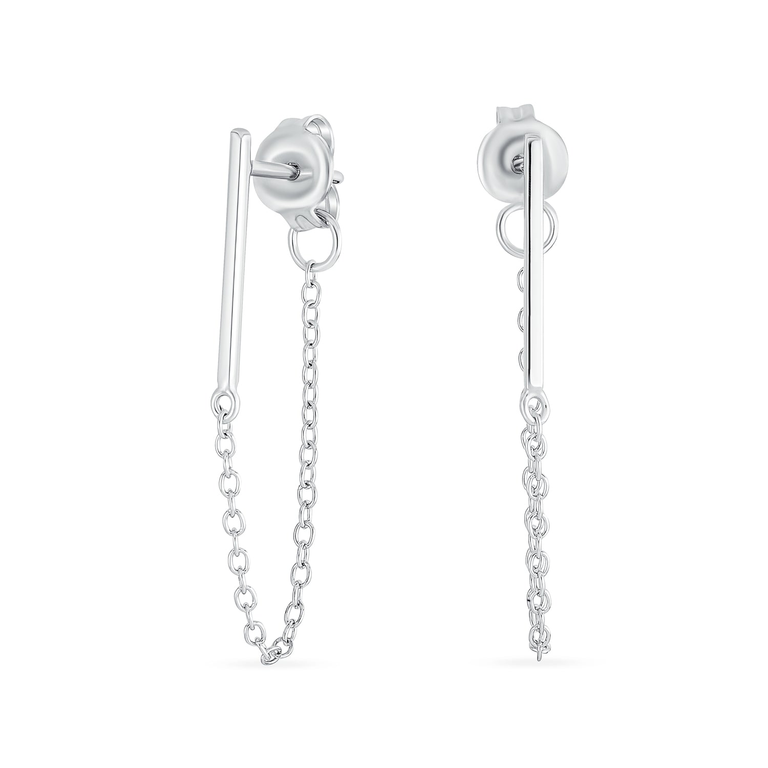 silver-chain-dangle-earring-stud-pfs-102-4265_1 Minimalist 4MM Star CZ Opal Gemstone Dangle Earrings 14K Gold Plated Silver - Image 1