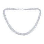 Statement 12 Multi Strand Chain Sparkling Diamond-Cut Necklace Sterling Silver