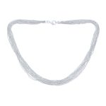 Statement 12 Multi Strand Chain Sparkling Diamond-Cut Necklace Sterling Silver