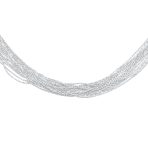 Statement 12 Multi Strand Chain Sparkling Diamond-Cut Necklace Sterling Silver - Image 2