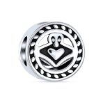 Set of 2 BFF Celtic Claddagh Irish Infinity Love Knot Heart Charm Bead Oxidized - Image 2