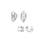 Set of 2 Tiny Chevron Ear Cuff Cartilage Clip Wrap Helix Silver For Non-Pierced